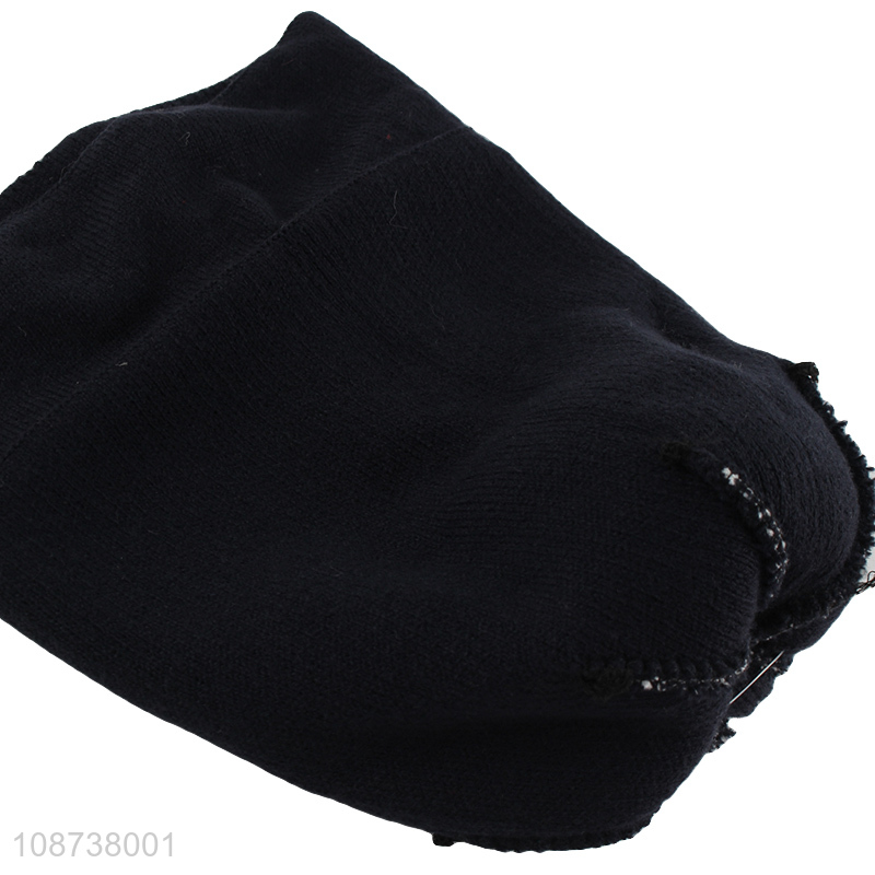 Good quality unisex knitted beanie hat winter letter jacquard hat
