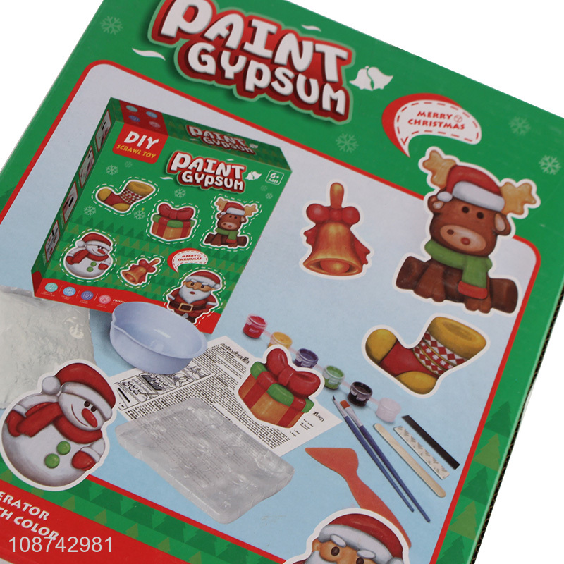 China products diy children christmas series drawing paint gypsum toy set