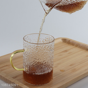Good quality glass coffee mug glass drinkware with colored handle