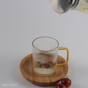 New product textured glass cup ribbed coffee cup striped tea cup