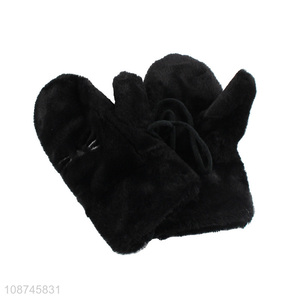 Online wholesale women mitten <em>gloves</em> soft faux fur plush <em>winter</em> <em>gloves</em>