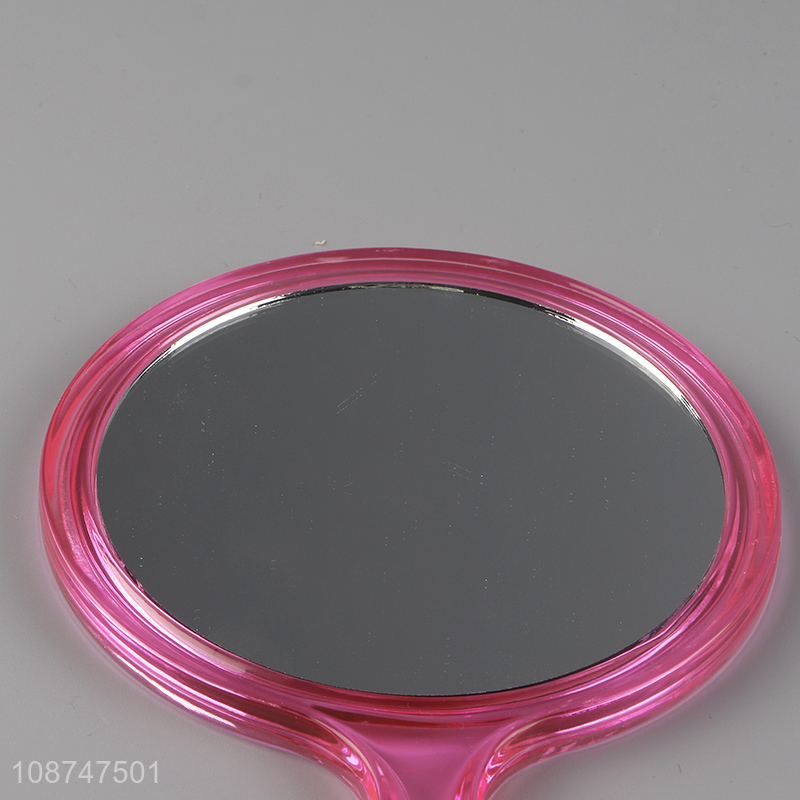 Low price clear hand-held double-sided makeup mirror hand mirror