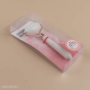 Yiwu market white natural jade stone women facial care massage roller for sale