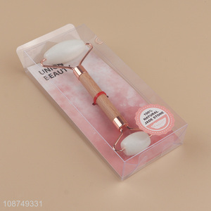 Most popular double-sided white natural jade stone facial massage roller