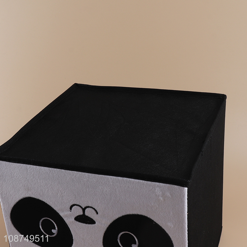 Yiwu market panda cute folding woven storage bin sundries storage bin
