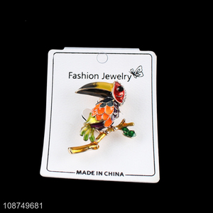 Good quality toucan shaped brooch alloy enamel bird brooch jewelry
