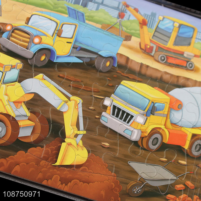 Good quality cartoon engineering truck jigsaw puzzle toy for kids