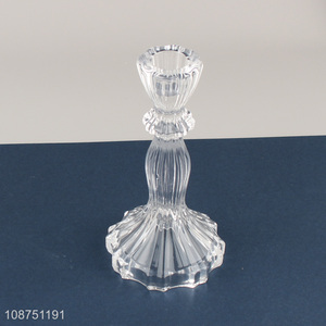 Online wholesale transparent glass tabletop decoration candle holder