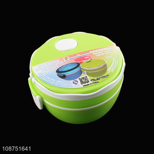 Wholesale double layered plastic bento box food container with spoon & fork