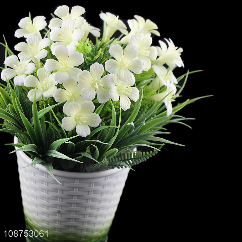 New product lifelike artificial potted flower faux plant in plastic pot