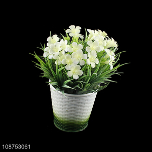 New product lifelike artificial potted flower faux plant in plastic pot
