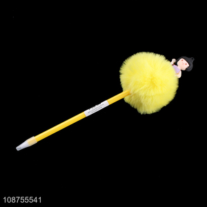 Best selling yellow plush ball writing ballpoint for school office