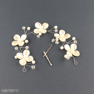 Wholesale pearl flower wedding hair vine bride hairpiece hair accessories