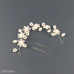 Wholesale bride wedding hair vine pearl flower bridal hair accessories