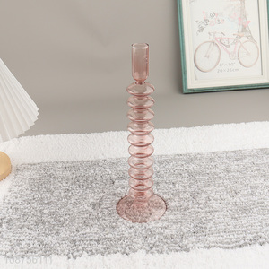 Online wholesale glass candlestick holder colorful glass taper candle holder