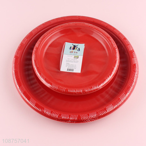 Factory price round red plastic tableware plate for home restaurant