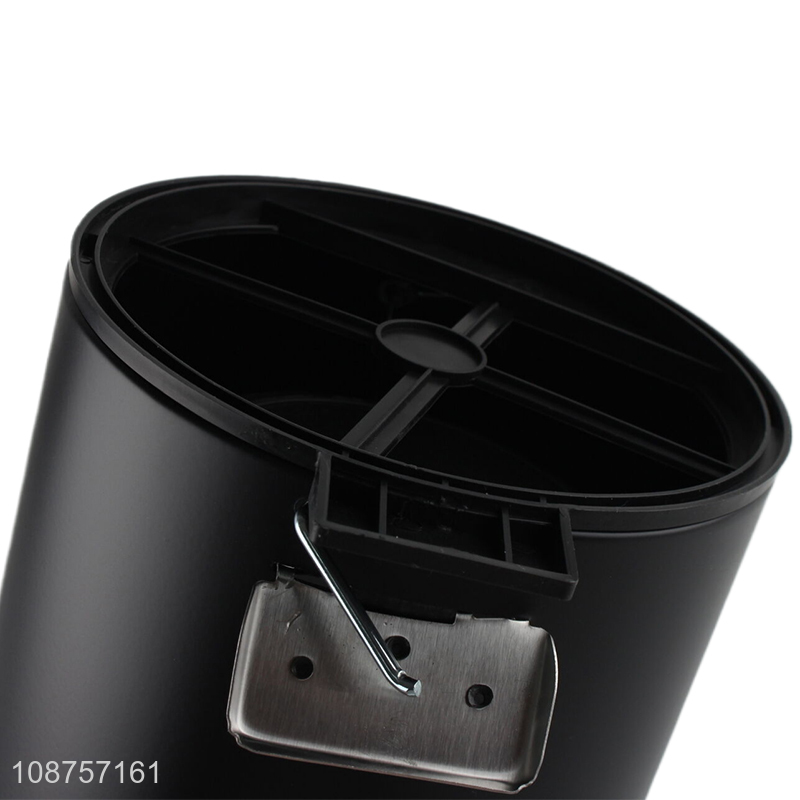Online wholesale 3L round metal pedal trash can with bamboo lid