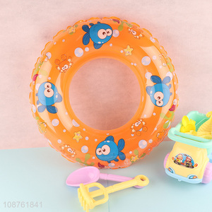 Top sale cartoon clear children inflatable swimming ring swimming circle