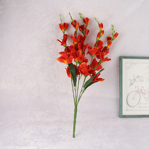Wholesale 5 heads artificial flower fake gladiolus for wedding decor