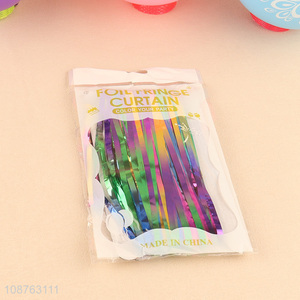 Low price gradient color party decoration foil fringe curtain