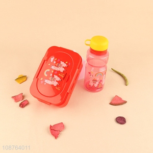 Factory price plastic cartoon lunch box and water bottle set