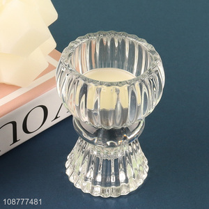 New arrival double sided glass pillar candle holder