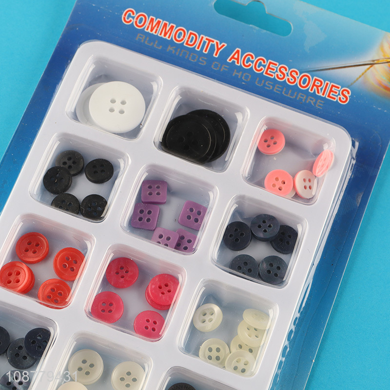 Wholesale round square mixed color 4-hole resin buttons