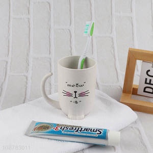 Hot selling wheat straw bathroom cup toothbrush cup