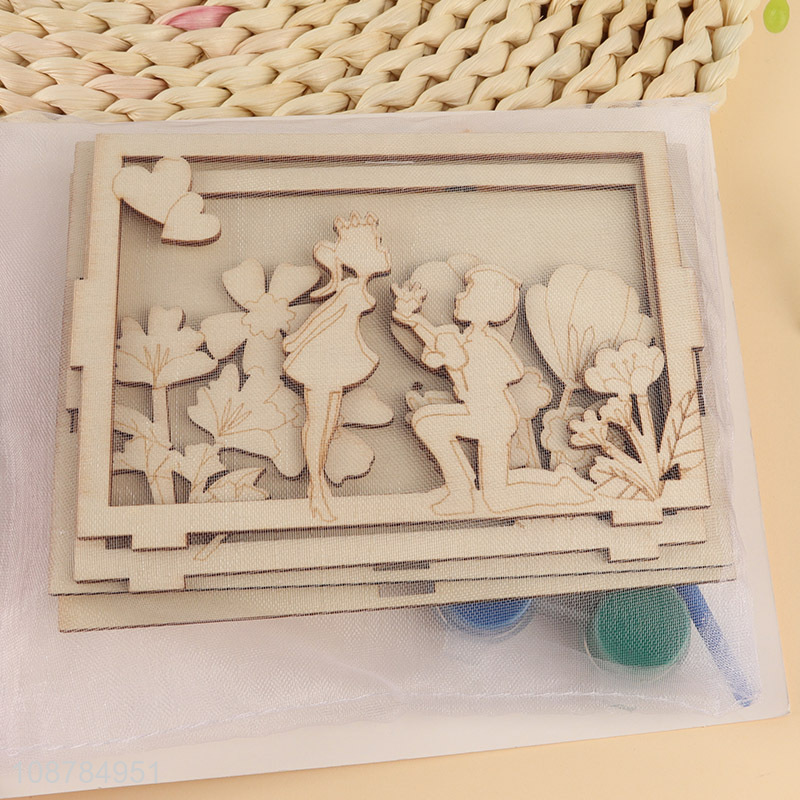Factory Wholesale 3D Layered Wooden Painting Kit For Boys Girls