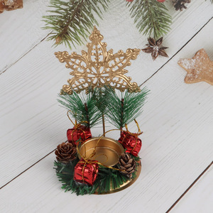 Good quality metal Christmas candle holder pine cones candlestick