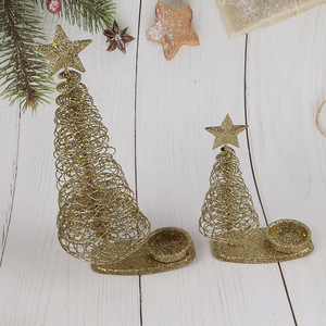 Hot selling metal glitter candle holder Christmas candle holder