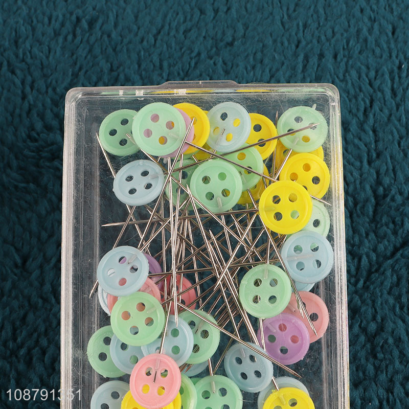 Wholesale colorful flat head pins button head straight pins
