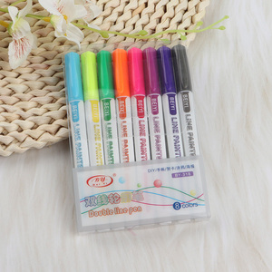 Online wholesale 8 colors double line markers for drawing