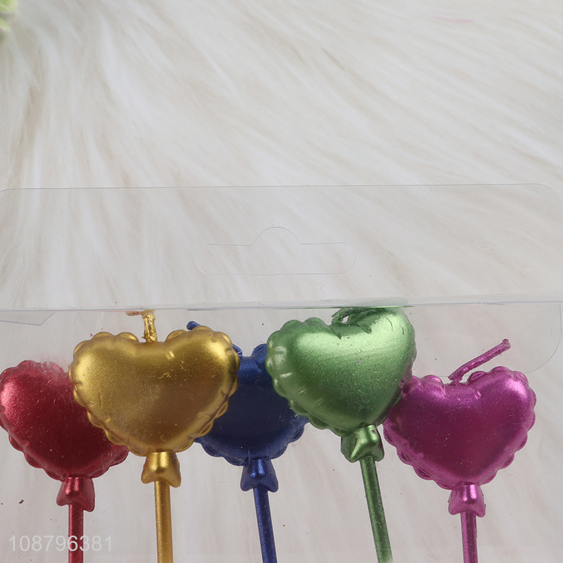 New arrival 5pcs heart shaped birthday cake candles
