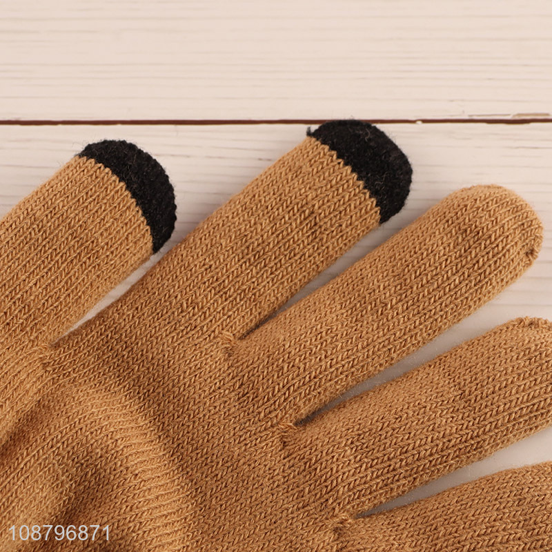Hot selling full finger winter knit gloves for adults