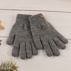 Factory price full finger <em>winter</em> knit <em>gloves</em> for adults