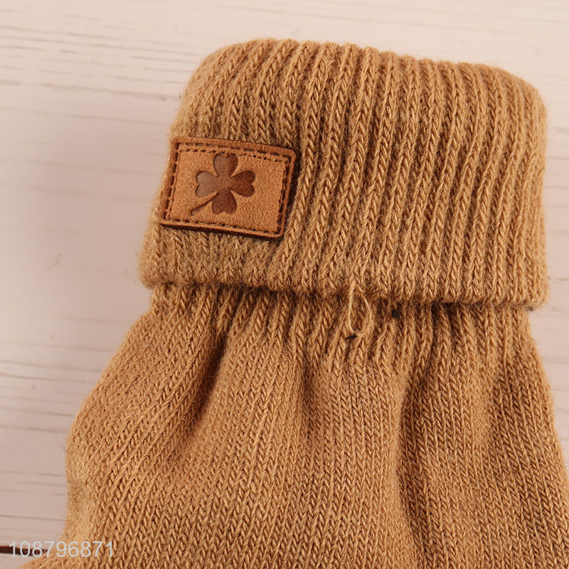 Hot selling full finger winter knit gloves for adults