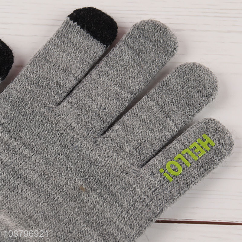 Custom logo women men winter knit gloves for cycling
