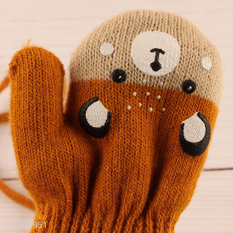 Hot selling cute winter gloves hanging neck gloves for kids