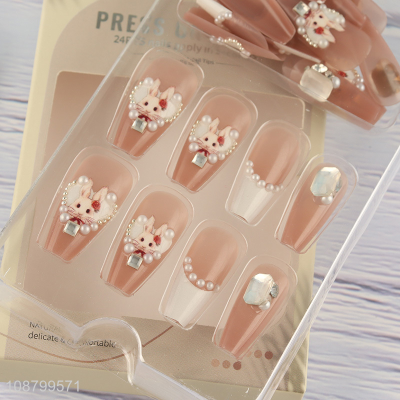 New product 24pcs press on nails sticky on nails