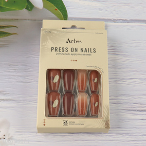 Factory price 24pcs press on <em>fake</em> nails for <em>nail</em> art