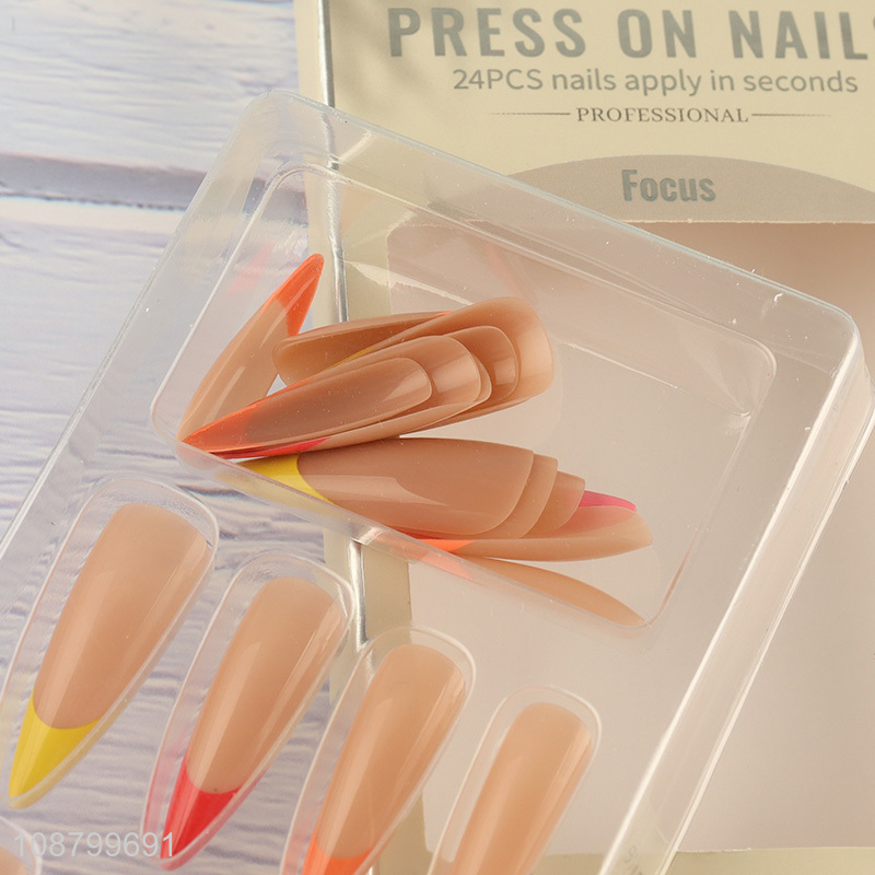 Yiwu market 24pcs press on nails sticky on nails