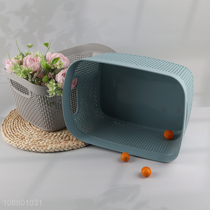 Best price hollow plastic storage basket with handle