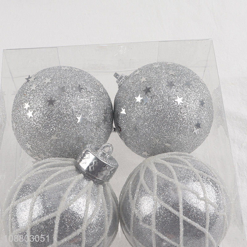 Hot products silver 6pcs christmas hanging ball for decoration