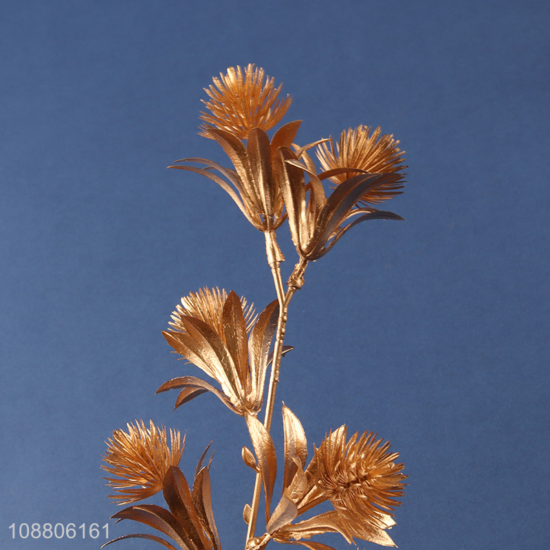 Wholesale gold fake leaves faux plant for flower arrangement