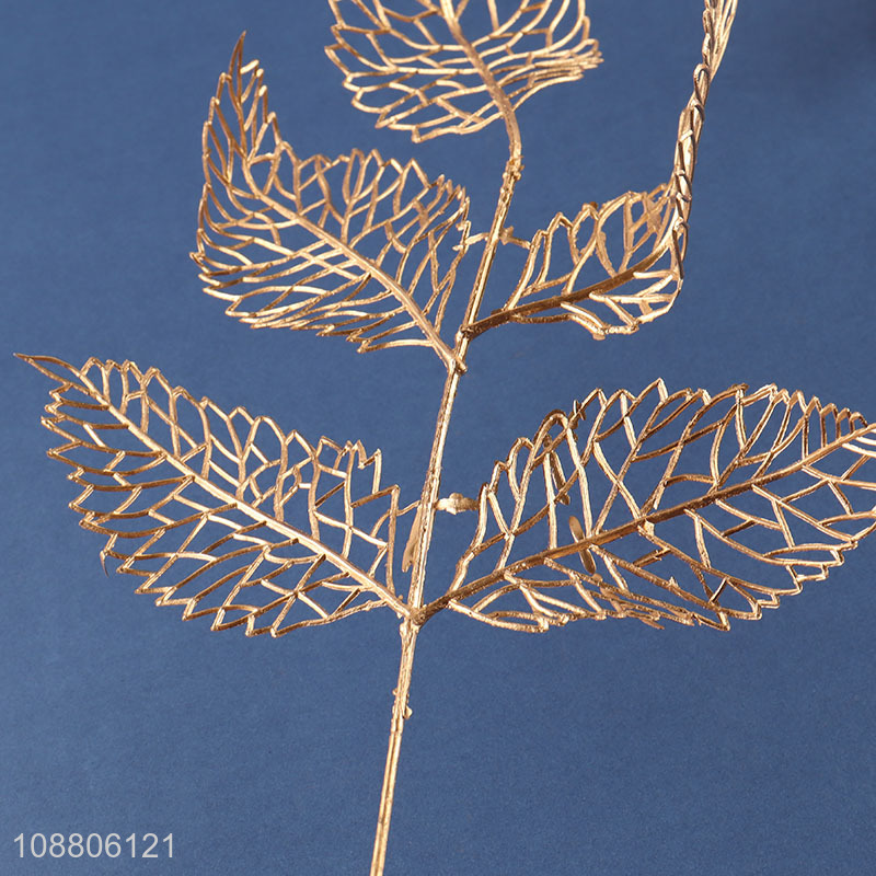Hot selling gold artificial plant leaves for garden decoration