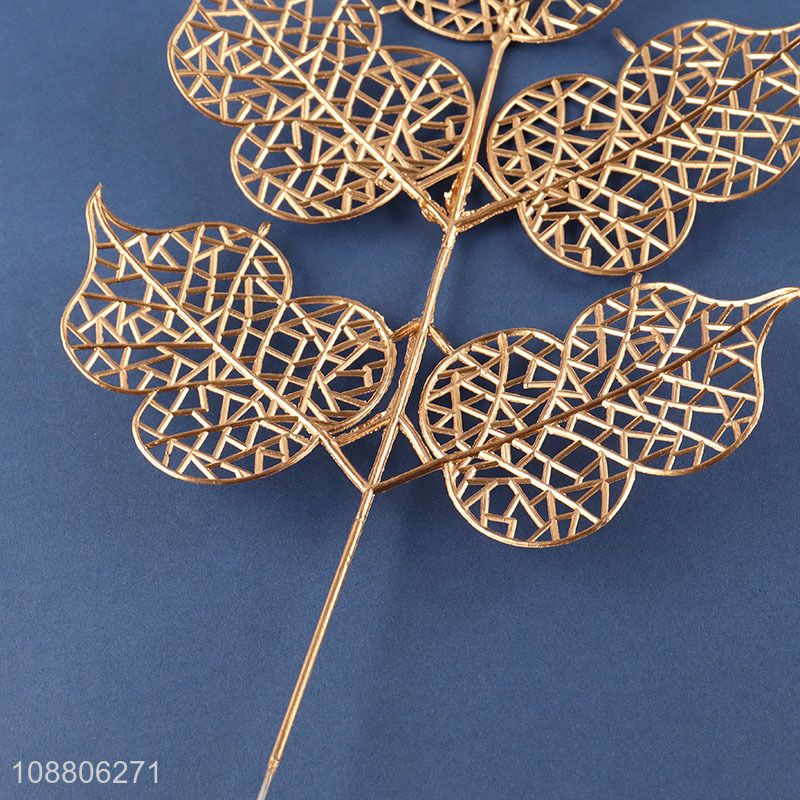 Good quality gold artificial leaves fake plant for wedding decor