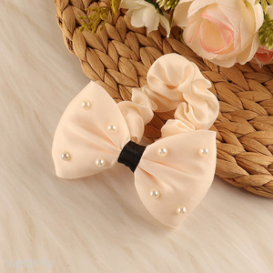 Wholesale pearl bow <em>hair</em> <em>band</em> ponytail holder <em>hair</em> accessories