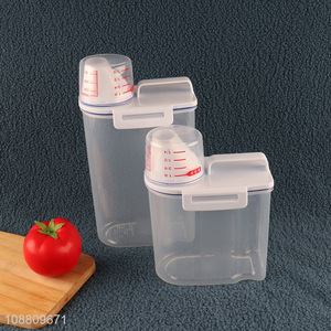 Wholesale clear <em>plastic</em> rice storage <em>bucket</em> with measuring cup