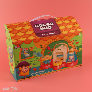 Top selling pizza series kids diy color mud set toys